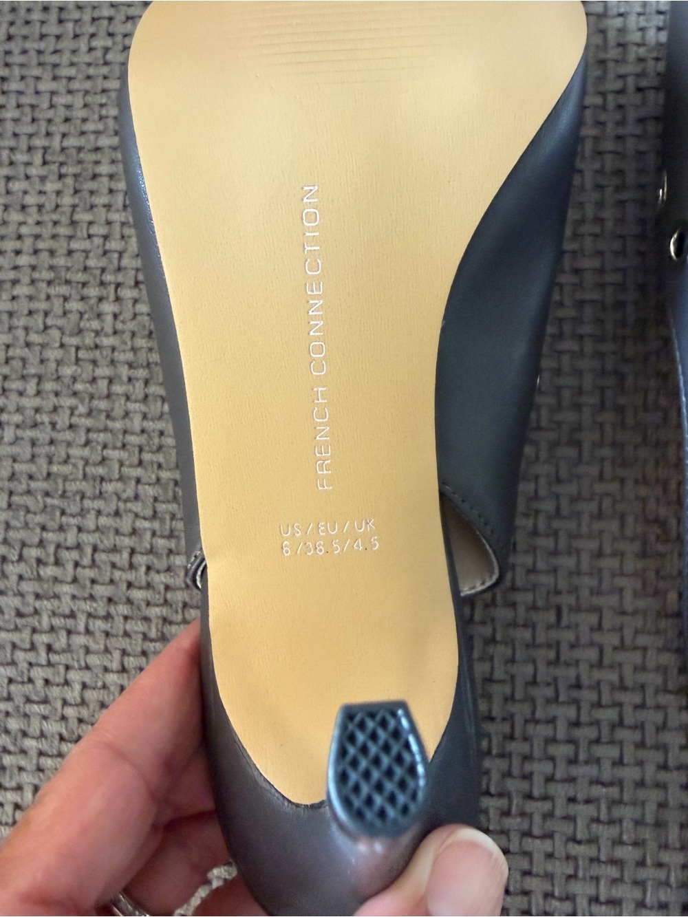 French Connection Rockout Slingback Grommet Heel Pumps Grey 6 Whimsigoth Edgy - Picture 7 of 13